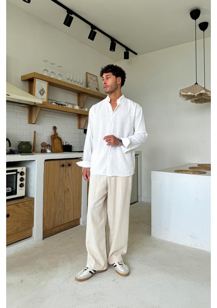 Beyaz Uzun Kollu Basic Oversize Gömlek fırsatları