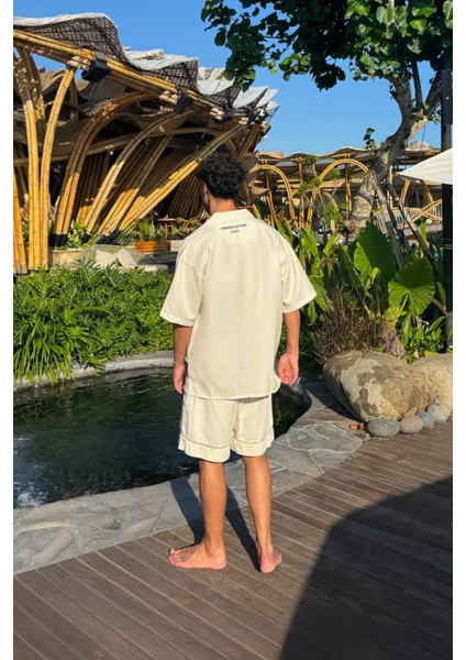 Kovboy Oversize Bej Kısa Kol Gömlek fiyatları