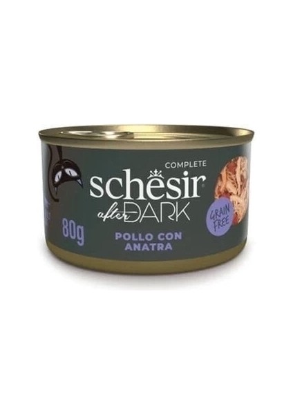Schesir After Dark Et Suyu Içinde Tavuklu ve Ördekli Yetişkin Kedi Konservesi 80 gr
