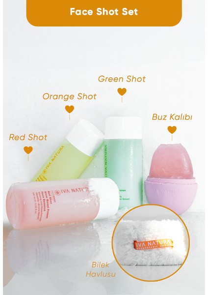 Face Shot- Frozen Face Essence 5'li Set (Green+Red+Orange+Bileklik Havlu+Buz Kalıbı)