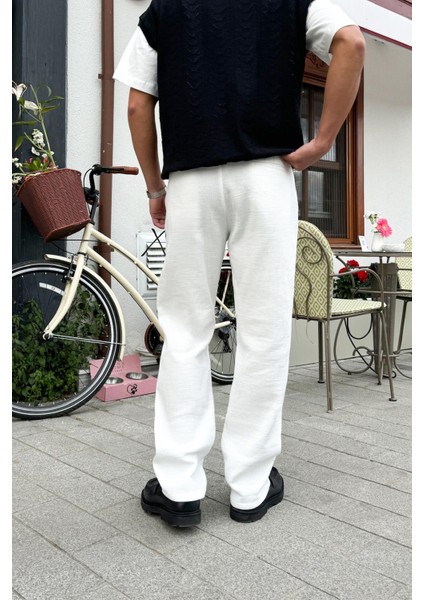 Müslin Kumaş Ekru Baggy Pantalon