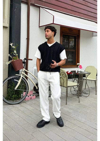 Müslin Kumaş Ekru Baggy Pantalon