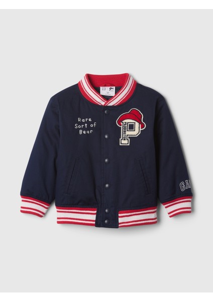 Erkek Bebek Lacivert Gap Logo Paddington Grafikli Varsity Ceket