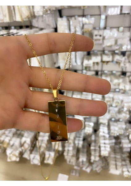 Çelik Isimli Unisex Kişiye Özel Kolye 60 cm