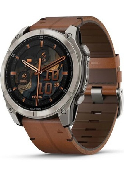 Fenix 8 – 51MM Amoled Sapphire Karbon Gri Dlc, Deri Kayışlı