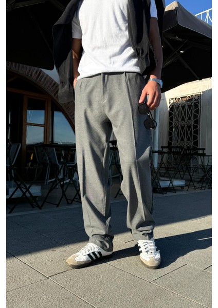 Relax Fit Basic Gri Kumaş Pantolon