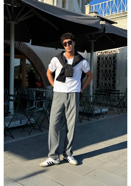 Relax Fit Basic Gri Kumaş Pantolon