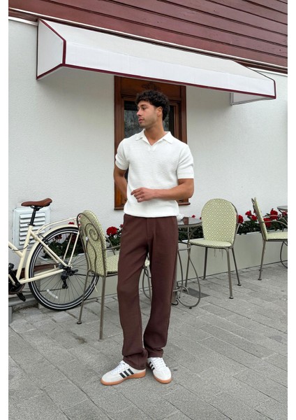 Müslin Kumaş Kahverengi Baggy Pantalon