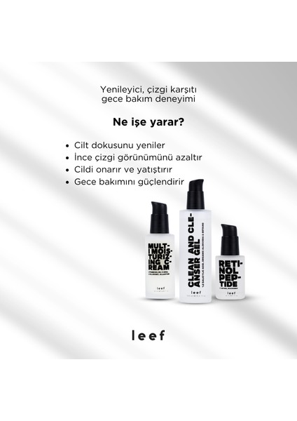 3’lü Deneyim Seti – Gece Onarıcı Bakım | Retinol Serum + Cleanser + Nemlendirici Krem