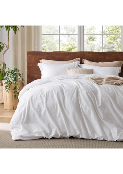 Pamuklu Çift Kişilik Fermuarlı Beyaz Yorgan Kılıfı Nevresim&astar Sık Dokuma Kumaş 200X220 cm