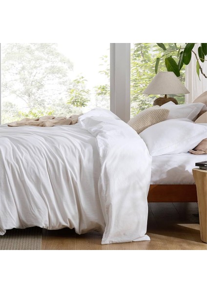 Pamuklu Çift Kişilik Fermuarlı Beyaz Yorgan Kılıfı Nevresim&astar Sık Dokuma Kumaş 200X220 cm fiyatları