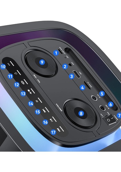 Bluetooth Hoparlör Bataryalı Dijital Parti Hoparlörü Mikrofon Hediyeli Işıklı Ses Bombası Radyo USB