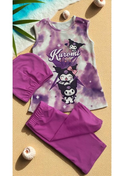 Kız Çocuk 3 Parça Kuromi Mayo Seti