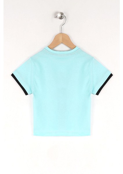 Bisiklet Yaka Kısa Kol Up Yazı Baskılı Mint Renk Erkek Çocuk Tshirt fırsatları