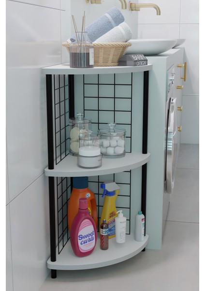3 Raflı Köşe Raf Banyo Ve Çamaşır Odası Çok Amaçlı Düzenleyici Metal Gövde Çevir Kur Kolay Kurulum fiyatları