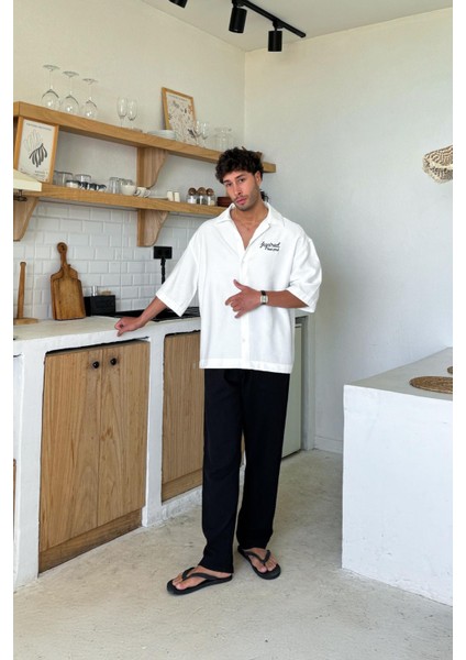 Siyah Bel Lastikli Müslin Kumaş Pantolon fırsatları