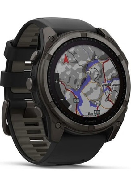 Fenix 8 – 51 mm Solar Sapphire Karbon Gri Dlc Titanyum ve Siyah/ çakıl Grisi Silikon Kayış