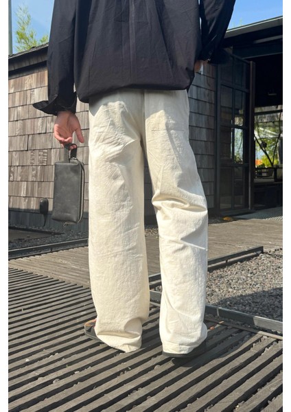 Bel Lastikli Keten Pantolon