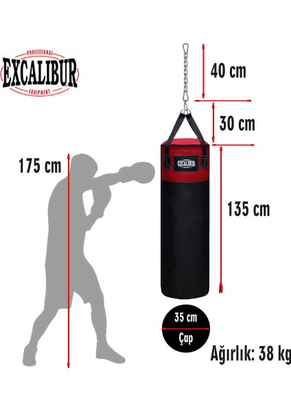 Sunstar 135 x 35 Boks Kum Torbası Kırmızı Siyah fiyatları