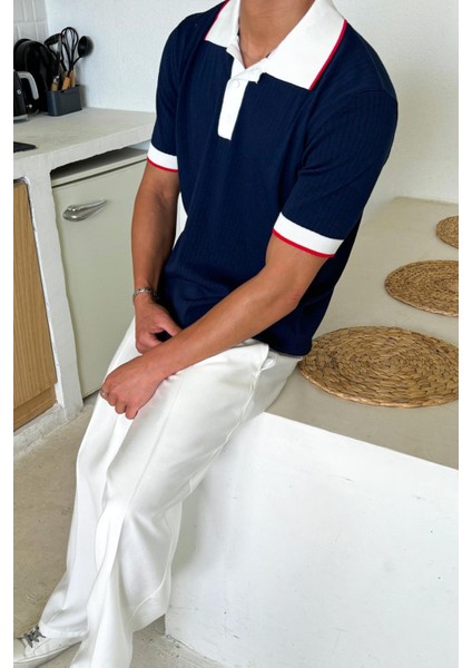 Lacivert Polo Yaka Triko Regular Tişört modelleri