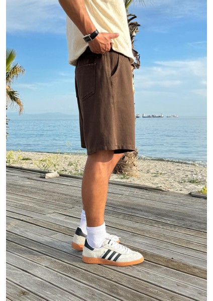 Bel Lastikli Kahverengi Basic Şort fiyatları