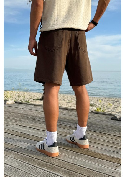 Bel Lastikli Kahverengi Basic Şort modelleri