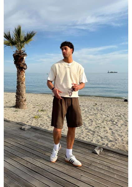 Bel Lastikli Kahverengi Basic Şort fırsatları