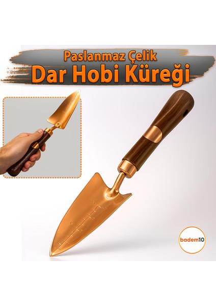Paslanmaz Çelik Ergonomik Ahşap Saplı Dar Bahçe Küreği Çapa Tarla Çim Peyzaj Bitki Fide Çiçek Aleti