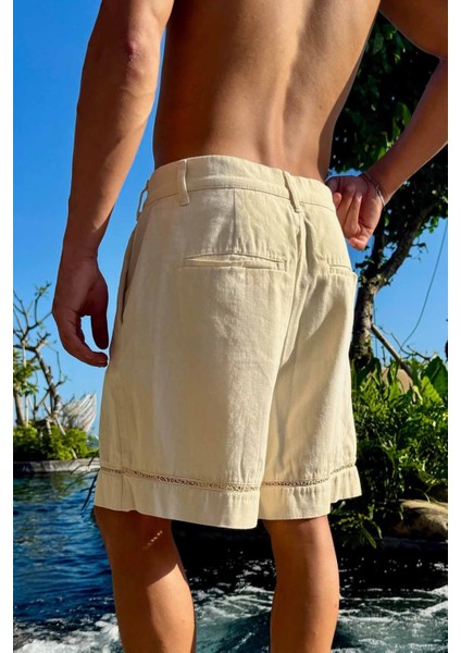 Paça Detaylı Bej Şort fiyatları
