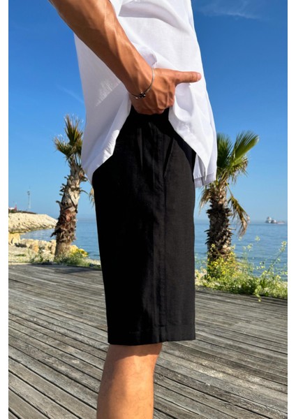 Bağcıklı Keten Bermuda Şort fiyatları