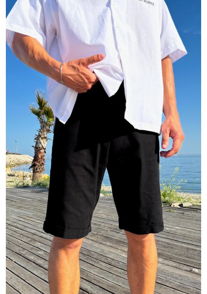 Bağcıklı Keten Bermuda Şort modelleri