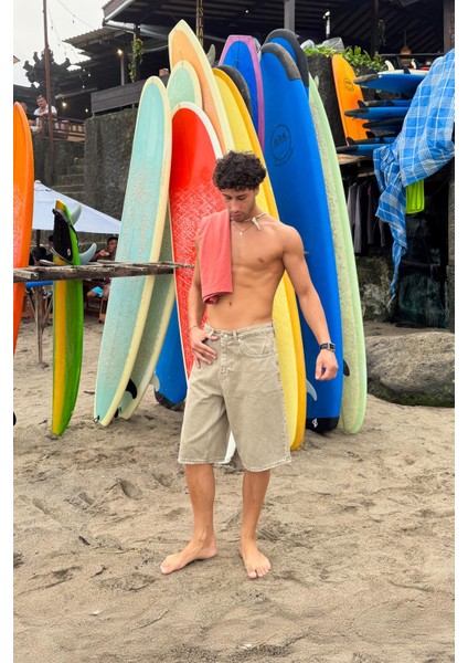 Basic Açık Kahverengi Kot Şort fırsatları