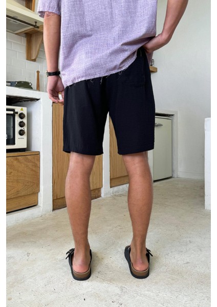 Siyah Bel Lastikli Şort modelleri