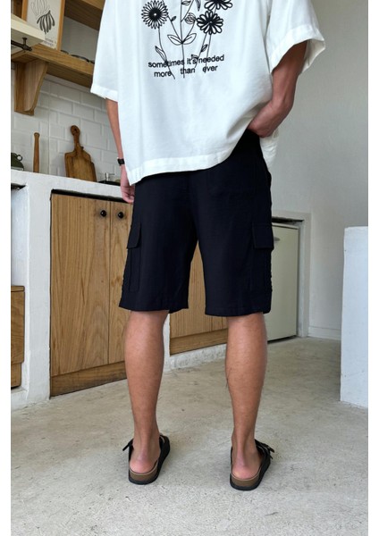 Siyah Kargo Cepli Şort modelleri