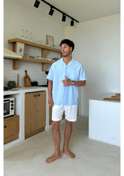 Beyaz Müslin Kumaş Bel Lastikli Şort fırsatları