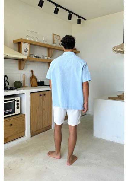 Beyaz Müslin Kumaş Bel Lastikli Şort indirimleri