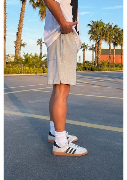 Bermuda Bel Lastikli Gri Melanj Basic Şort fiyatları