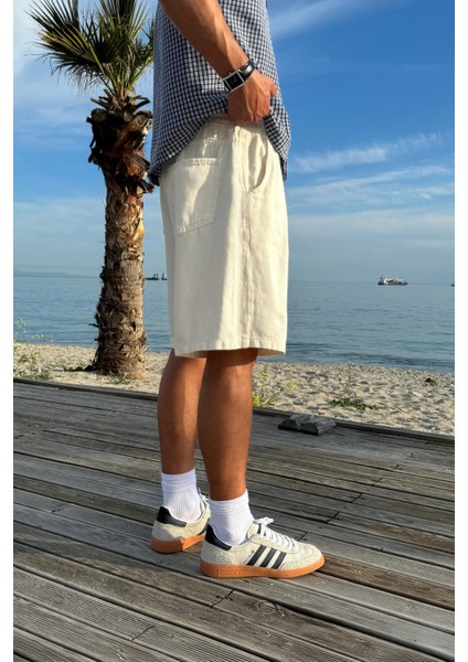 Bel Lastikli Ekru Basic Şort fiyatları