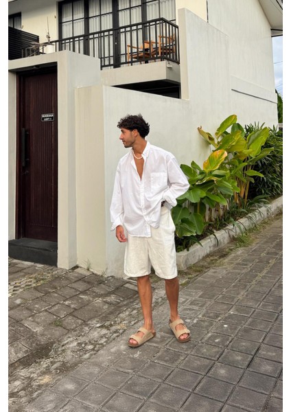 Bel Lastikli Keten Şort modelleri