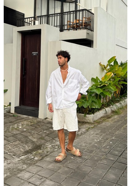 Bel Lastikli Keten Şort fırsatları