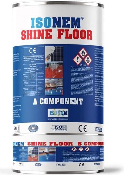 Isonem Shine Floor Solvent Bazlı Fayans Boyası 4.5 kg Siyah