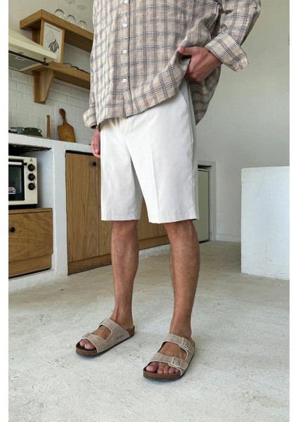 Taş Rengi Bel Lastikli Kumaş Şort fiyatları