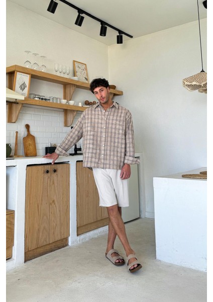 Taş Rengi Bel Lastikli Kumaş Şort indirimleri