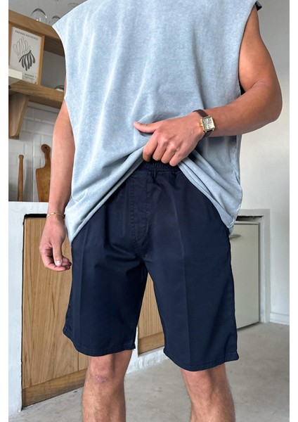 Lacivert Bel Lastikli Şort fiyatları