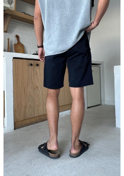 Lacivert Bel Lastikli Şort modelleri