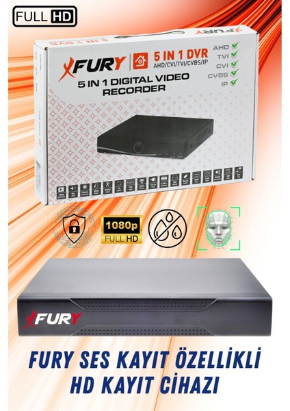 3 Lü Sesli 6 Warm LED Gece Renkli Görüş Su Geçirmez Güvenlik Kamerası Seti 1tb