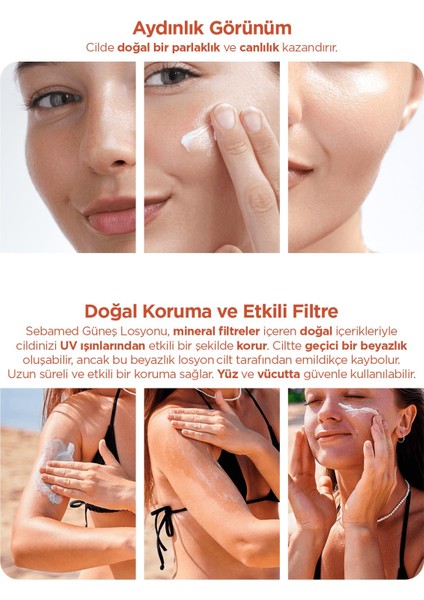 ​sebamedsuncare SPF50+UVA Uvb Filtresi-E Vitamini Yüksek Koruyucu Güneş Losyonu 150ML-ÇANTA Hediye