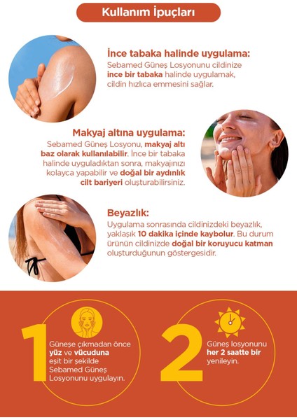 ​sebamedsuncare SPF50+UVA Uvb Filtresi-E Vitamini Yüksek Koruyucu Güneş Losyonu 150ML-ÇANTA Hediye