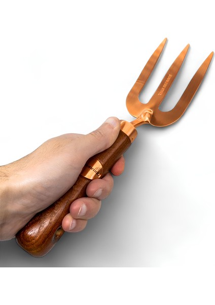 Paslanmaz 2’li Bahçe Hobi Seti Kürek Dirgen Tırmık Ergonomik Ahşap Sap Tarla Balkon Sebze Çiçek Alet