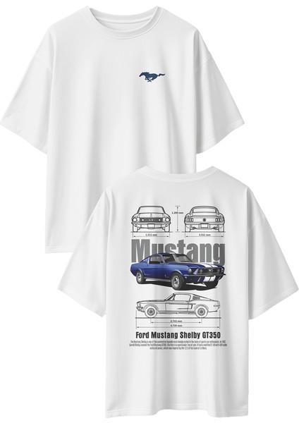 Unisex Ford Mustang Shelby GT350 Baskılı T-Shirt (Oversize)